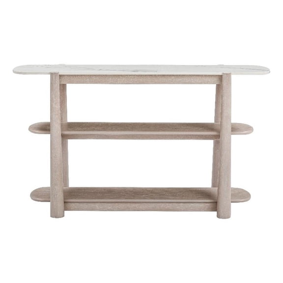 Horizons White Marble White Oak Console Table with Shelves