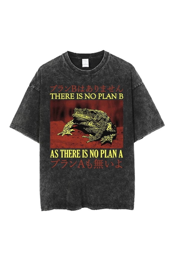 The Horrors Are Never Ending Yet I Remain Silly T-shirt Funny Japanese Style Frog Retro Washed T Shirt Men's Oversized Tees Tops