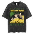 thumbnail image 1 of The Horrors Are Never Ending Yet I Remain Silly T-shirt Funny Japanese Style Frog Retro Washed T Shirt Men's Oversized Tees Tops, 1 of 1