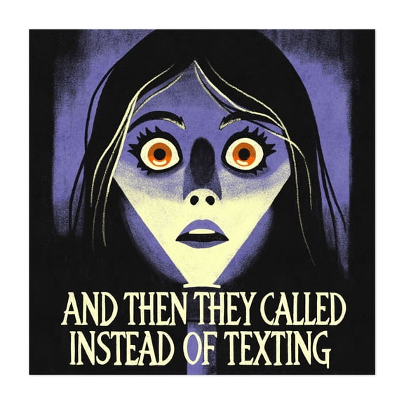 The Horrors Of A Phone Call - Drawing Humor Quote Pop Art Retro Illustration Spooky Typography Unframed Wall Art Print 6 x 6 inches