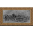 thumbnail image 1 of The Horse Fair (study) 24x14 Gold Ornate Wood Framed Canvas Art by Rosa Bonheur, 1 of 2
