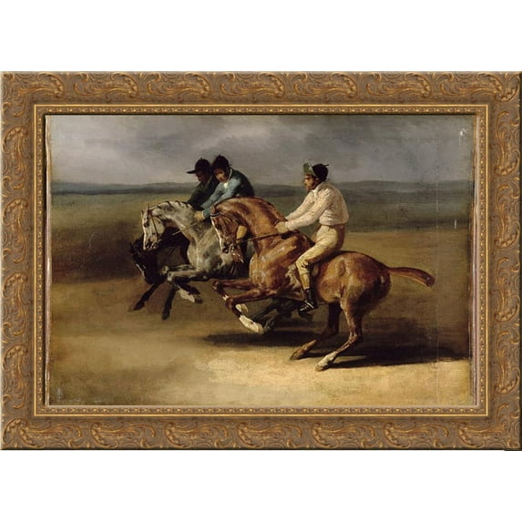The Horse Race 24x18 Gold Ornate Wood Framed Canvas Art by Theodore Gericault