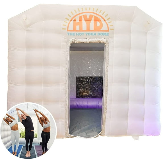The Hot Yoga Dome Bundle | Portable, Lightweight & Easy Set Up Inflatable Hot Yoga Dome | Personal Hot Yoga Equipment for Indoor & Outdoor Use | Compact Dome with Clear Window (Fits 1-2)