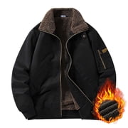 The Hottest Gifts Ofreoo Winter Coats for Men Thick Solid Color Collar Cotton Jacket With Long Sleeves Pockets