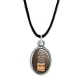 thumbnail image 1 of The Hours Between Coffee and Wine Really Have No Purpose Funny Humor Antiqued Oval Charm Pendant with Black Satin Cord, 1 of 4