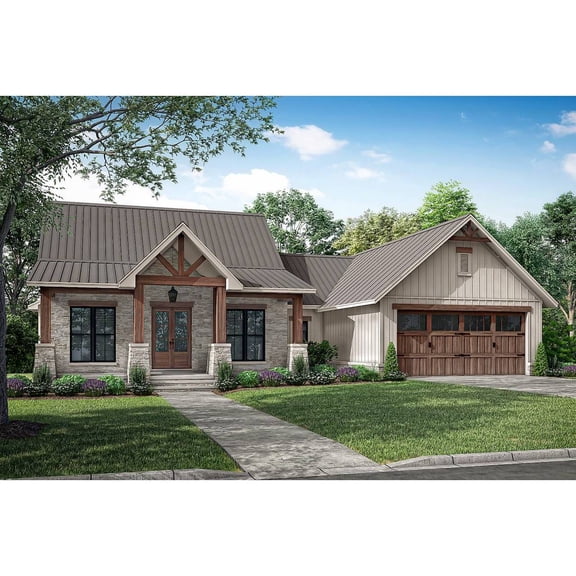 The House Designers: THD-4368 Builder-Ready Blueprints to Build a Rustic Country Ranch House Plan with Crawlspace Foundation (5 Printed Sets)
