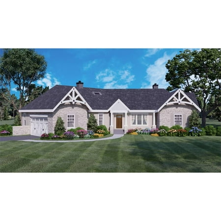 The House Designers: THD-4421 Builder-Ready Blueprints to Build a Modest Craftsman House Plan with Slab Foundation (5 Printed Sets)