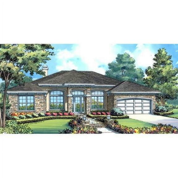 The House Designers: THD-4430 Builder-Ready Blueprints to Build a Modern Ranch House Plan with Slab Foundation (5 Printed Sets)