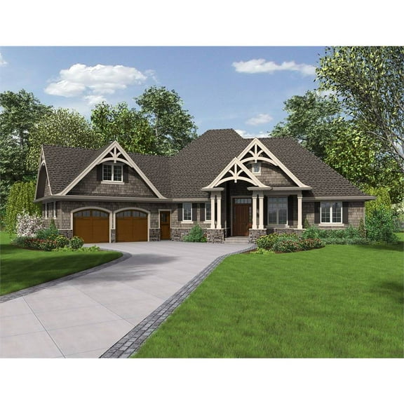 The House Designers: THD-5180 Builder-Ready Blueprints to Build a Craftsman House Plan with Crawl Space Foundation (5 Printed Sets)