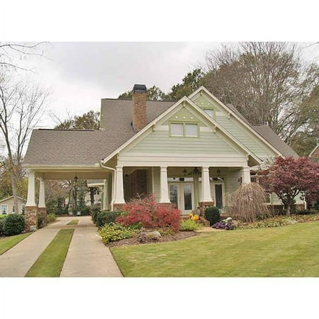 The House Designers: THD-5769 Builder-Ready Blueprints to Build a Country Bungalow House Plan with Slab Foundation (5 Printed Sets)