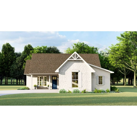 The House Designers: THD-7381 Builder-Ready Blueprints to Build a Compact Country Cottage House Plan with Slab Foundation (5 Printed Sets)
