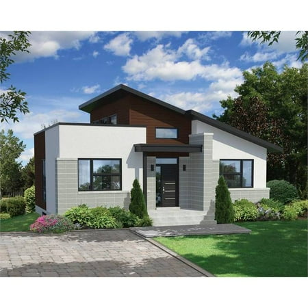 The House Designers: THD-7565 Builder-Ready Blueprints to Build a Tiny Contemporary House Plan with Basement Foundation (5 Printed Sets)