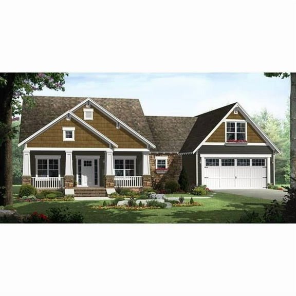 The House Designers: THD-8565 Builder-Ready Blueprints to Build a Country House Plan with Shop Space with Basement Foundation (5 Printed Sets)