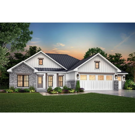 The House Designers: THD-8603 Builder-Ready Blueprints to Build a Small One-Story Cottage House Plan with a Three-Car Garage and Crawlspace Foundation (5 Printed Sets) price history and forecast - The House Designers THD-8603