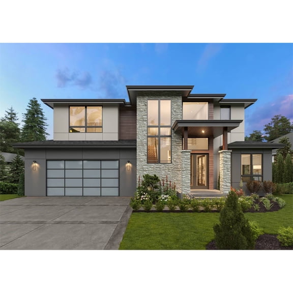 The House Designers THD-9134 Luxury Contemporary House Plan for a Slope with a Finished Walkout Basement Foundation (5 Printed Sets)