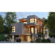 The House Designers THD-9271 Small Blocky Contemporary House Plan with a Drive-Under Garage Basement Foundation 5 Printed Sets