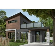 The House Designers THD-9690 Builder-Ready Blueprints to Build a Compact Contemporary House Plan with Floating Slab Foundation 5 Printed Sets