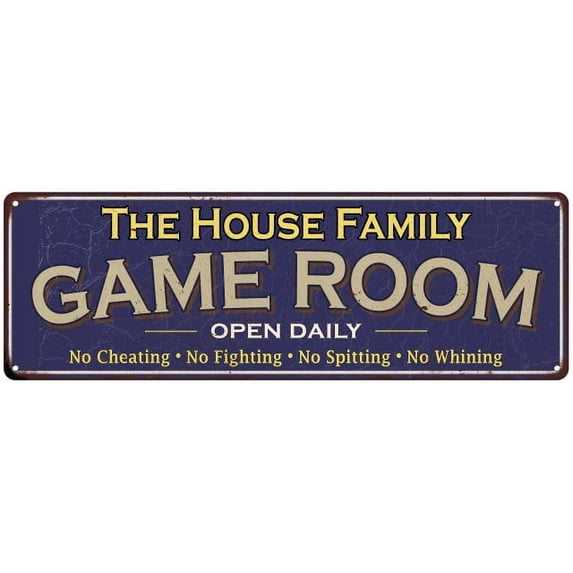 The House Family Blue Game Room Metal 6x18 Sign 106180037317