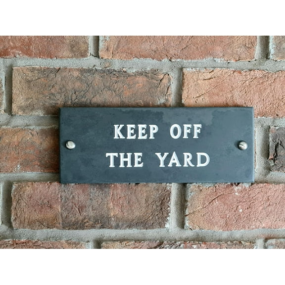 The House Name Plate Company Keep Off The Yard Charcoal Grey slate plaque