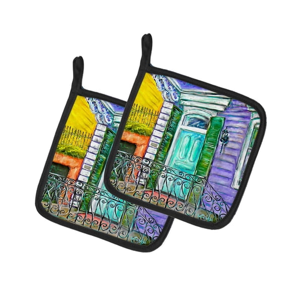 The House Next Door Pair of Pot Holders 7.5 in x 7.5 in