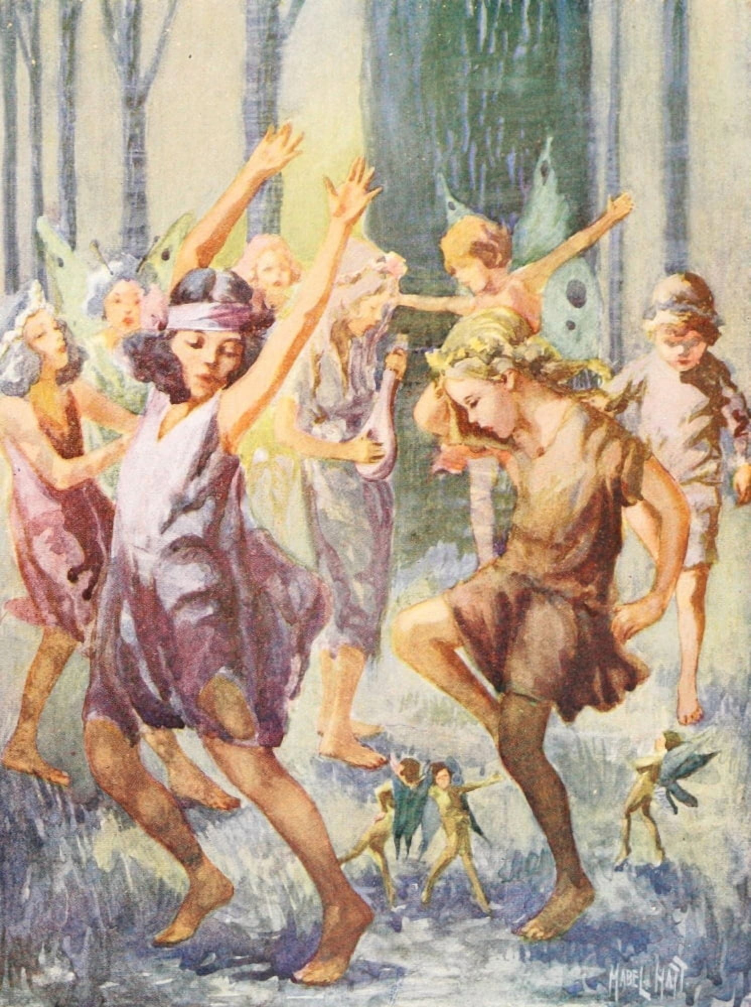 The House in the Fairy Wood 1918 Everyone was dancing Canvas Art - Mabel Hatt (18 x 24)