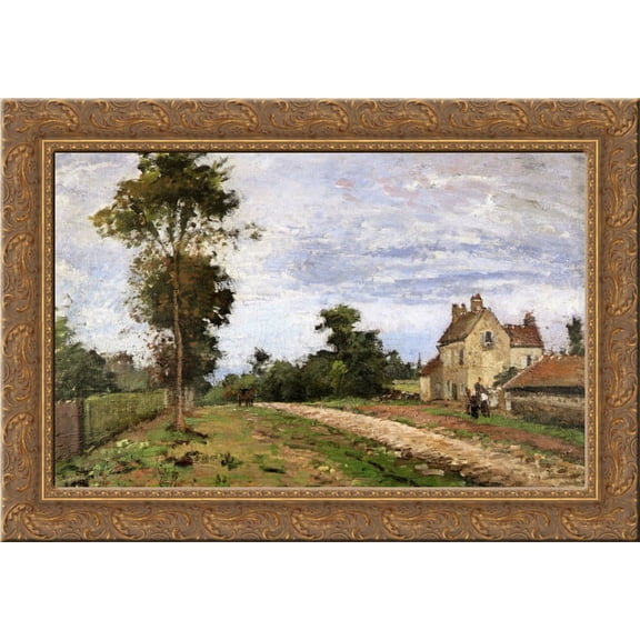 The House of Monsieur Musy, Louveciennes 24x20 Gold Ornate Wood Framed Canvas Art by Pissarro, Camille