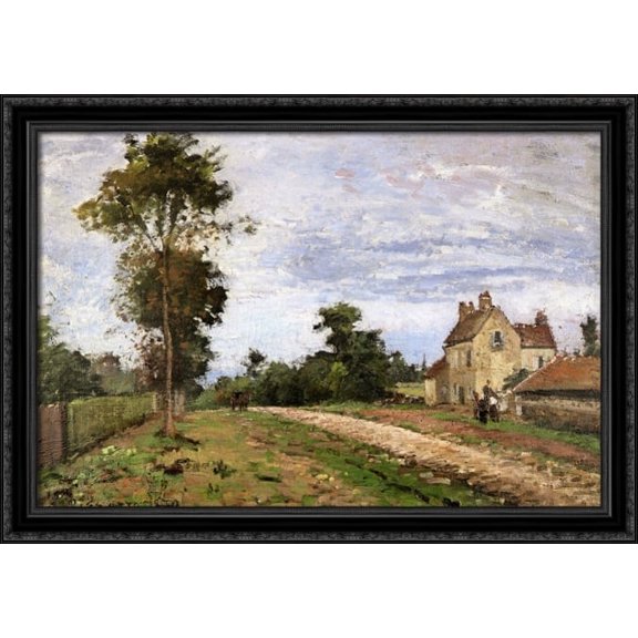 The House of Monsieur Musy, Louveciennes 40x28 Large Black Ornate Wood Framed Canvas Art by Camille Pissarro