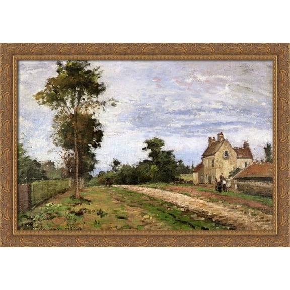 The House of Monsieur Musy, Louveciennes 40x28 Large Gold Ornate Wood Framed Canvas Art by Camille Pissarro
