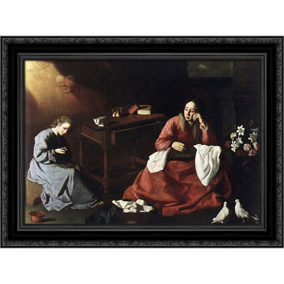 The House of Nazareth 24x20 Black Ornate Wood Framed Canvas Art by Zurbaran, Francisco de