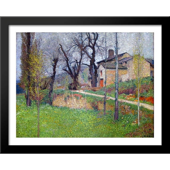 The House of Sabotier 36x28 Large Black Wood Framed Print Art by Henri Martin