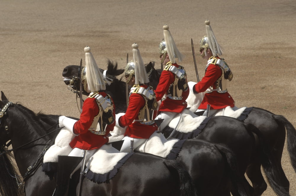 The Household Cavalry performs ceremonial drills Canvas Art - Andrew ChittockStocktrek Images (35 x 23)