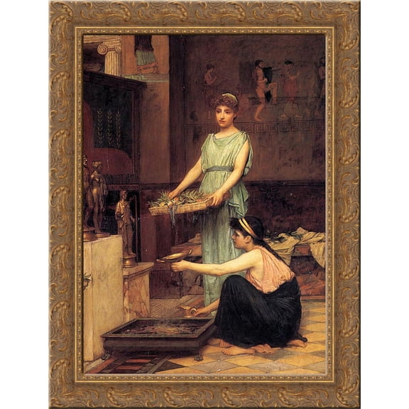 The Household Gods 24x18 Gold Ornate Wood Framed Canvas Art by John William Waterhouse