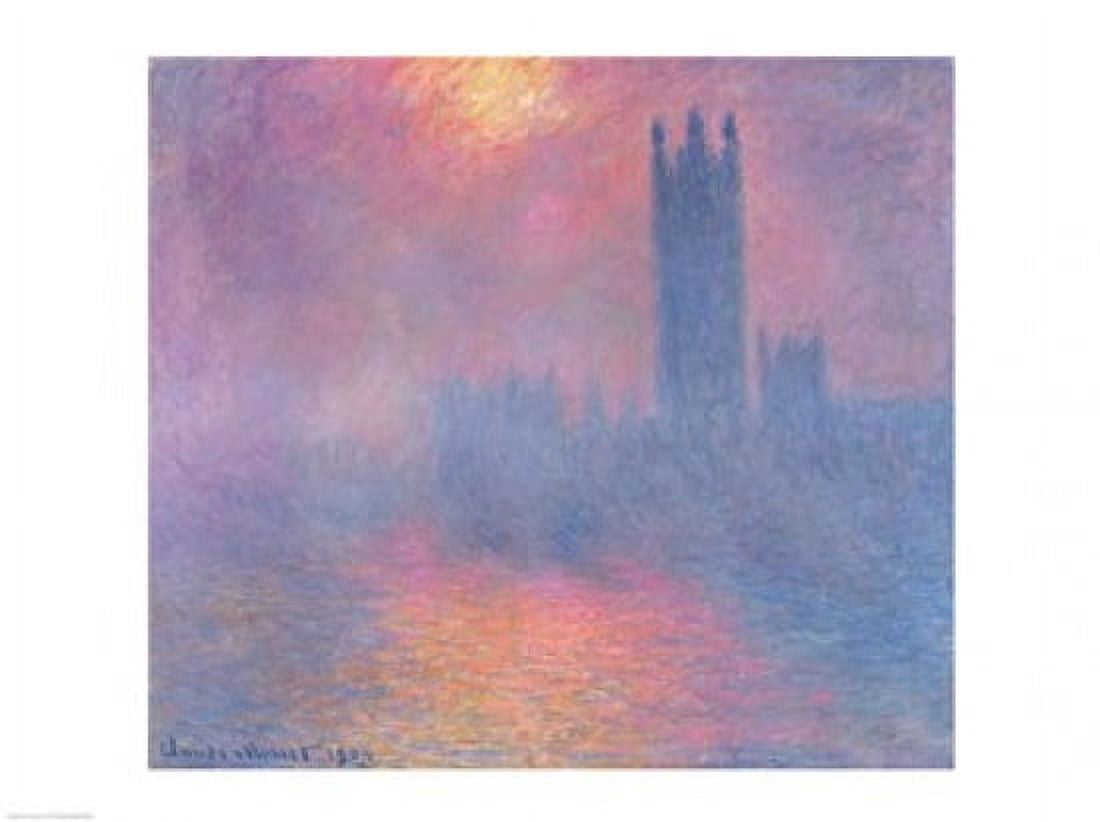 The Houses of Parliament London with the sun breaking through the fog 1904 Canvas Art - Claude Monet (24 x 18)