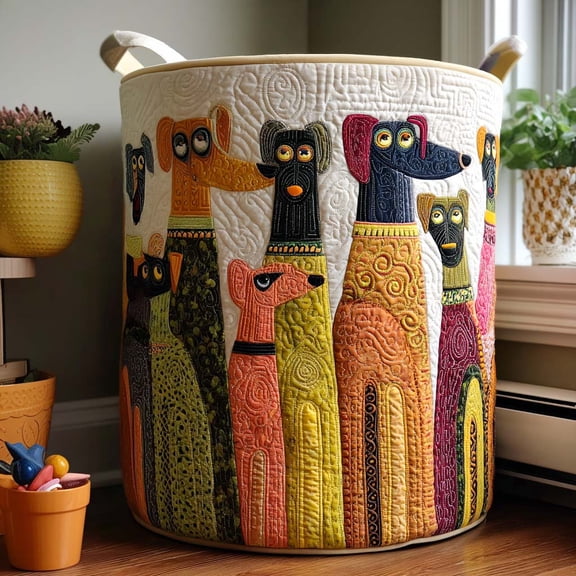 The Howliday Crew Quilted Laundry Basket, Clothes Hamper Storage BagHousewarming Gift Ideas, Gift For Mom