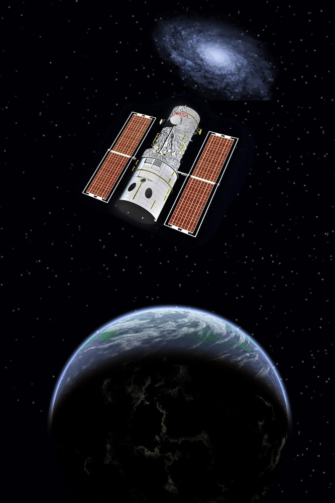 The Hubble Space Telescope in Earth orbit Canvas Art - Mark StevensonStocktrek Images (24 x 35)