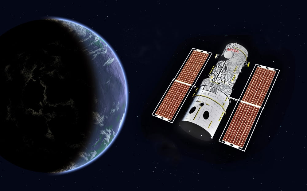 The Hubble Space Telescope in Earth orbit Canvas Art - Mark StevensonStocktrek Images (36 x 23)