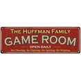 thumbnail image 1 of The Huffman Family Red Game Room Metal 8x24 Sign 108240038755, 1 of 1