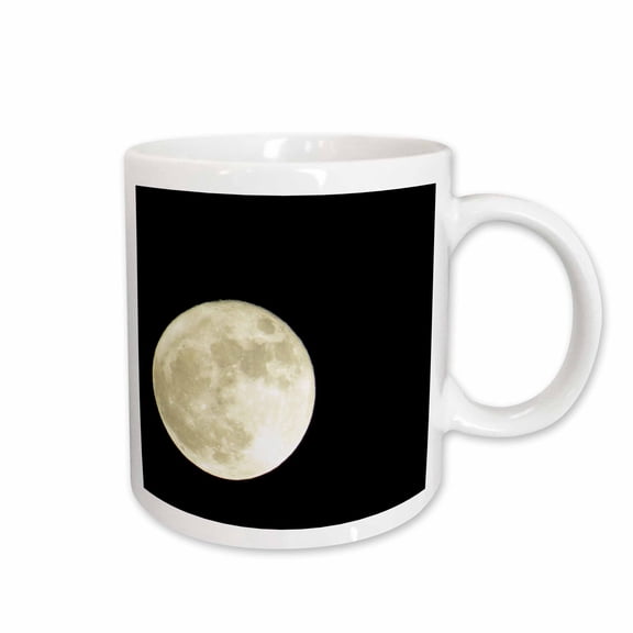 3drose, the Huge Moon Shot on a Black Sky at Night with Dimples, 11oz Mug