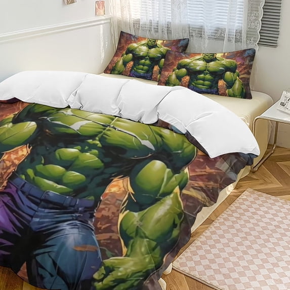 The Green Giant Family Bed 3 Piece Set, Personalized Bedding Decor for Kids And Teens, Anime Student Dormitory Cover (86"x70"+ 20 X 30in)
