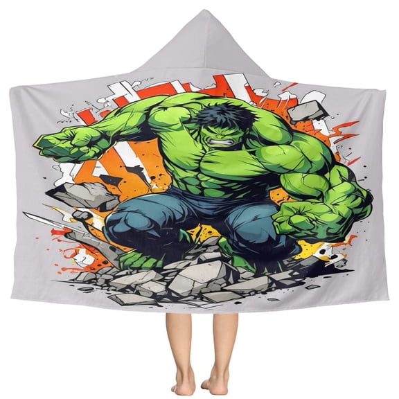 The Hulk Pattern Beach Poncho - Microfiber - Towel - Kids Lightweight And Practical Essential For Beach Vacation