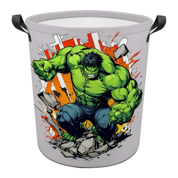 The Hulk Pattern Dirty Clothes Basket 13in x 17in Waterproof And Wear-resistant Easy To Carry And Portable