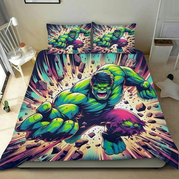 The Hulk Themed Bed Sheet Set Three Piece Set 53x79 Inches Comfortable And Skin Friendly Unique Design Creating A Star Studded Night