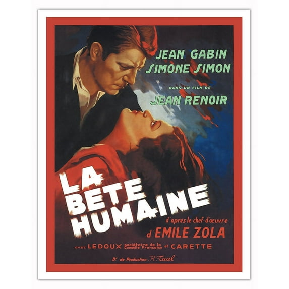 The Human Beast (La Bête Humaine) - Directed by Jean Renoir - Vintage French Film Movie Poster c.1938 - Fine Art Matte Paper Print (Unframed) 11x14in