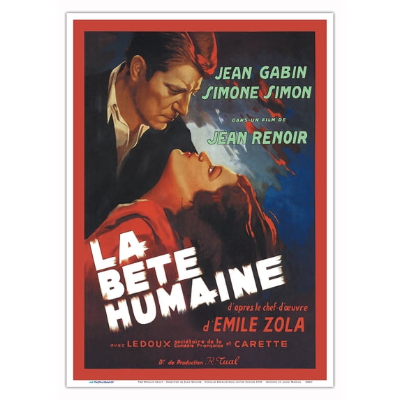 The Human Beast (La Bête Humaine) - Directed by Jean Renoir - Vintage French Film Movie Poster c.1938 - Master Art Print 10in x 14in