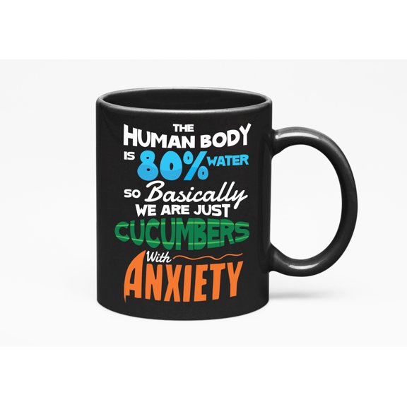 The Human Body Is 80% Water Funny Science Joke Meme, Black 11oz Ceramic Mug