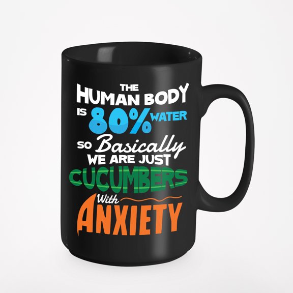 The Human Body Is 80% Water Funny Science Joke Meme, Black 15oz Ceramic Mug