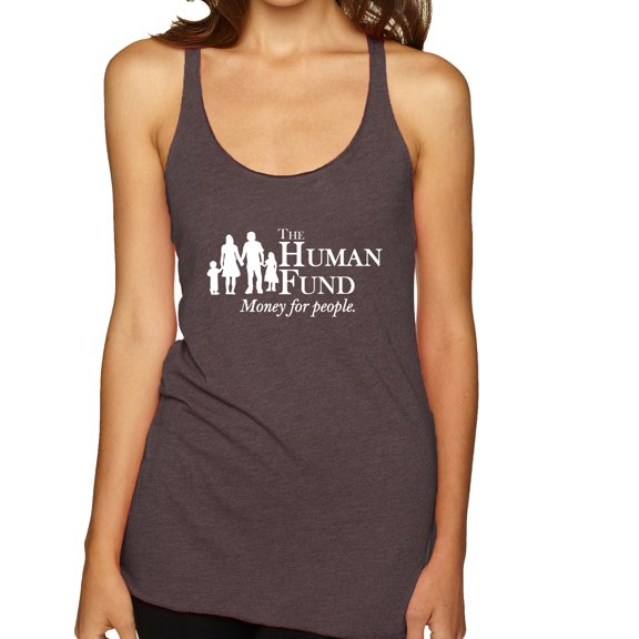 The Human Fund Money for the People Pop Culture Tri-Blend Racerback Tank Top, Brown, X-Large