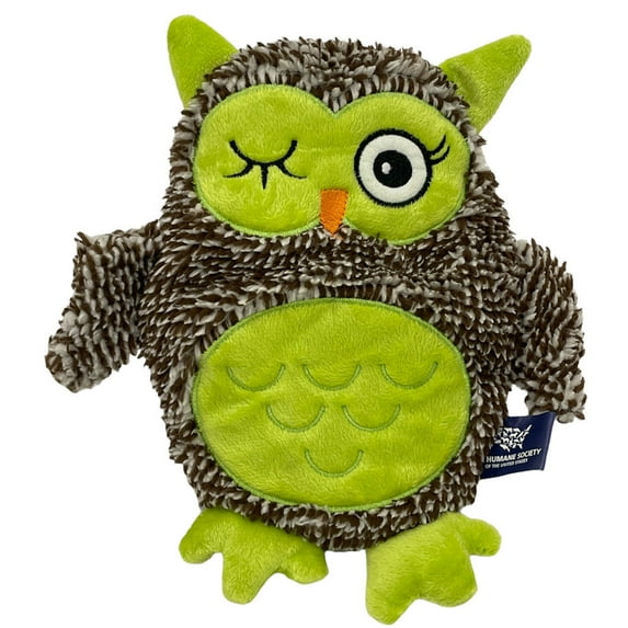 The Humane Society 10" Crinkly Plush Owl Dog Toy Brown/Green