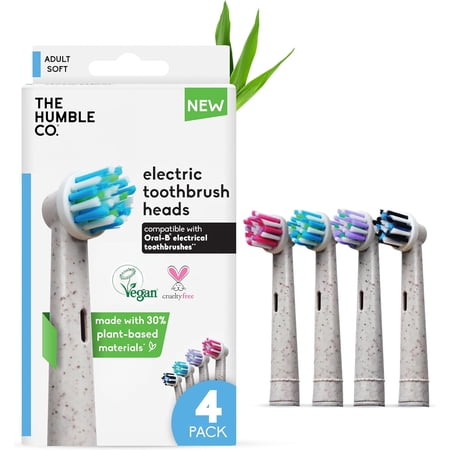 The Humble Co. Electric Toothbrush Heads Replacement, Compatible with Oral B Toothbrush, Helps Remove Plaque and Eliminate Bad Breath, Pack of 4