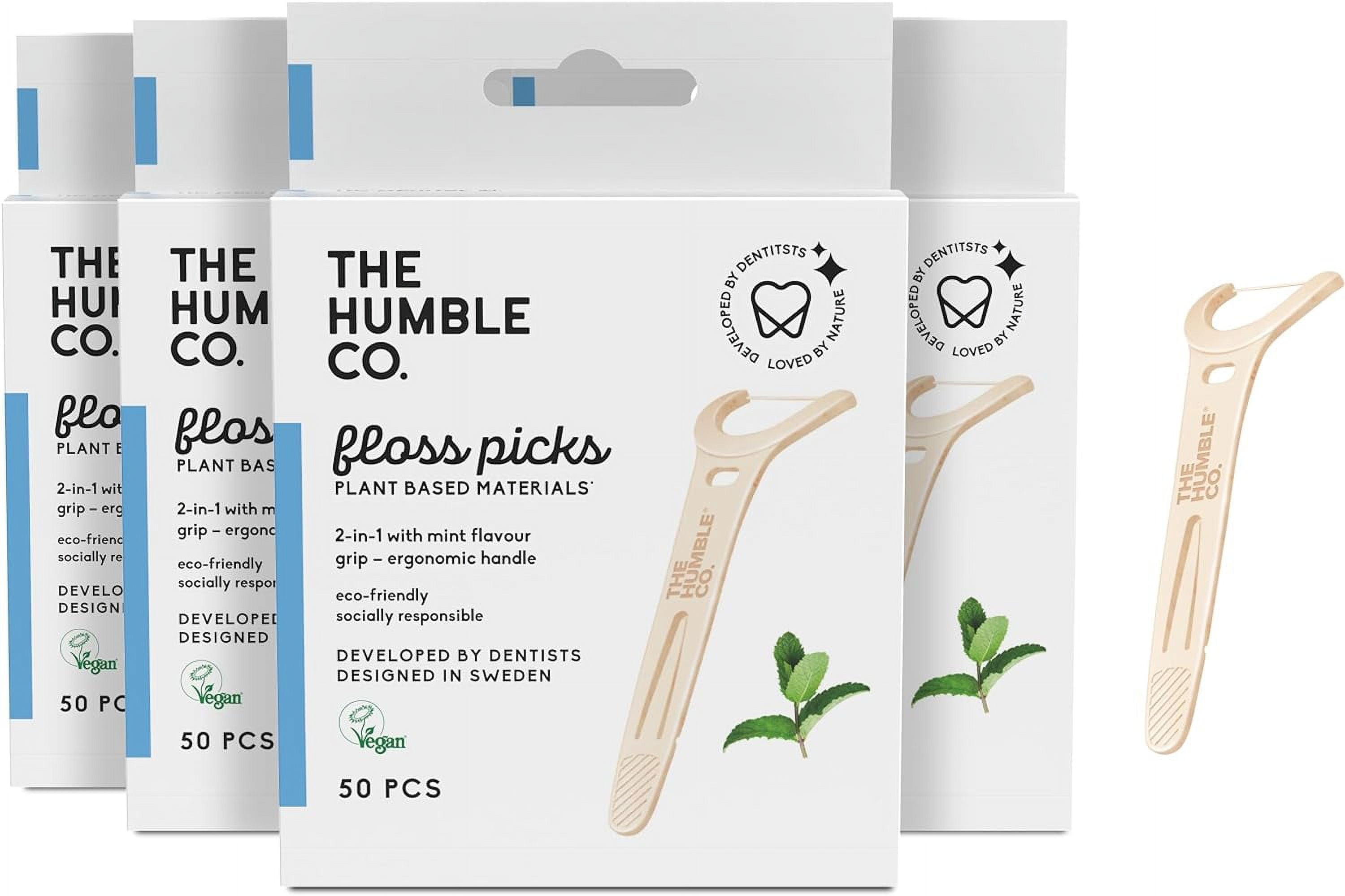 The Humble Co. Floss Picks (200 Count) Plant Based Dental Floss Picks